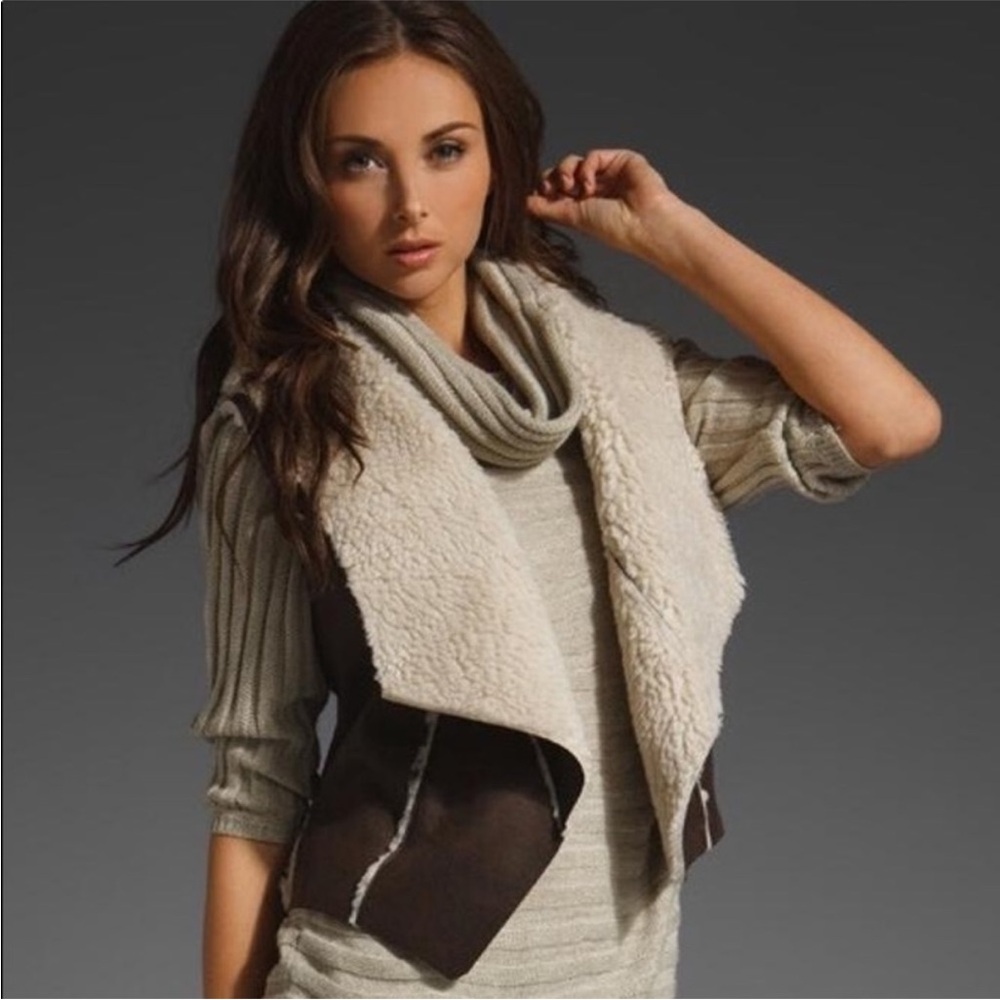 BB Dakota Faux Shearling Brown and Cream Vest